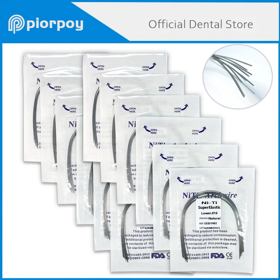 Piorpoy 10ks Ortodontické zubné super elastické drôty Niti Arch Prírodná forma okrúhle obdĺžnikové oblúkové drôty pre náradie zubného lekára