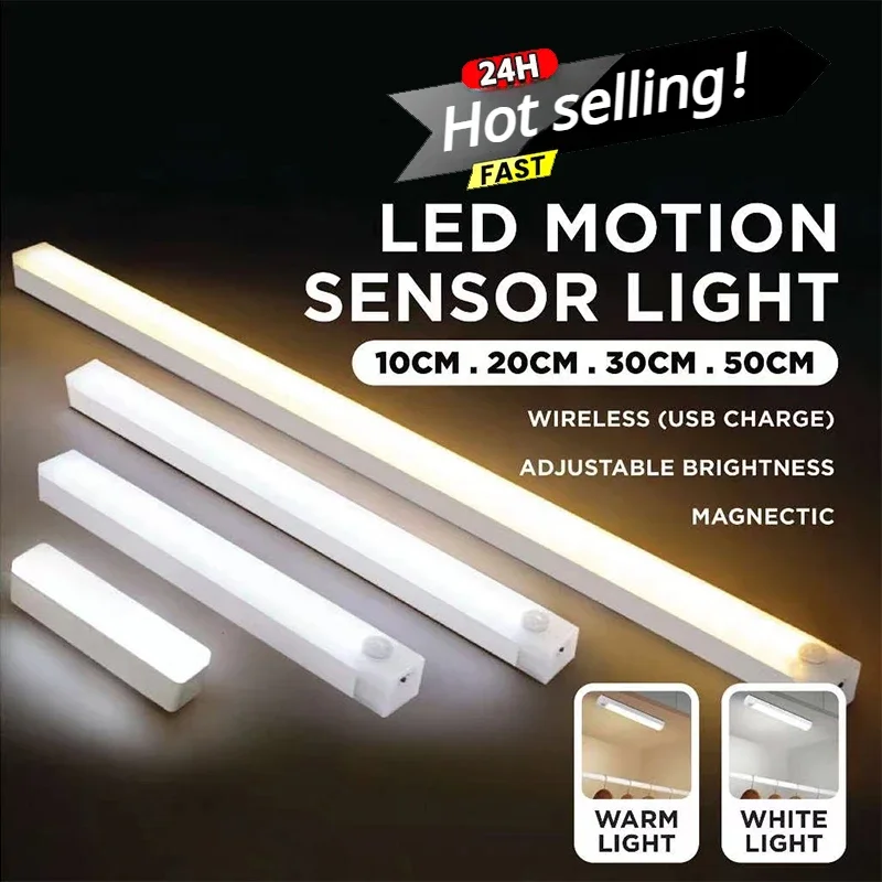 PIR Motion Sensor LED svetlá Nabíjateľná lampa dekorácia Stlmiteľná nočné svetlo schodov