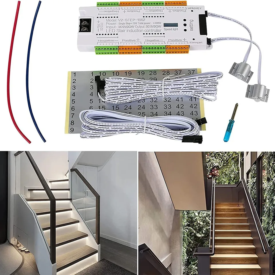 PIR Motion Sensor Schodisko LED pásik 24v COB biela / teplá biela lampa páska Light 32 spôsoby schodiska ovládač Step