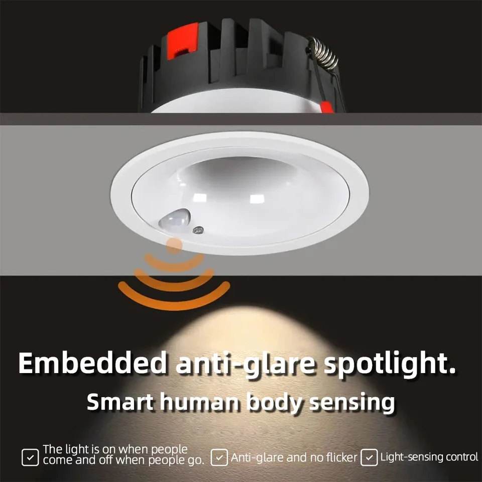 PIR Motion Sensor Spot LED Downlight Lamparas 5W 7W 12W Smart Home LED SPOT Svetlo pre vstup do chodcov