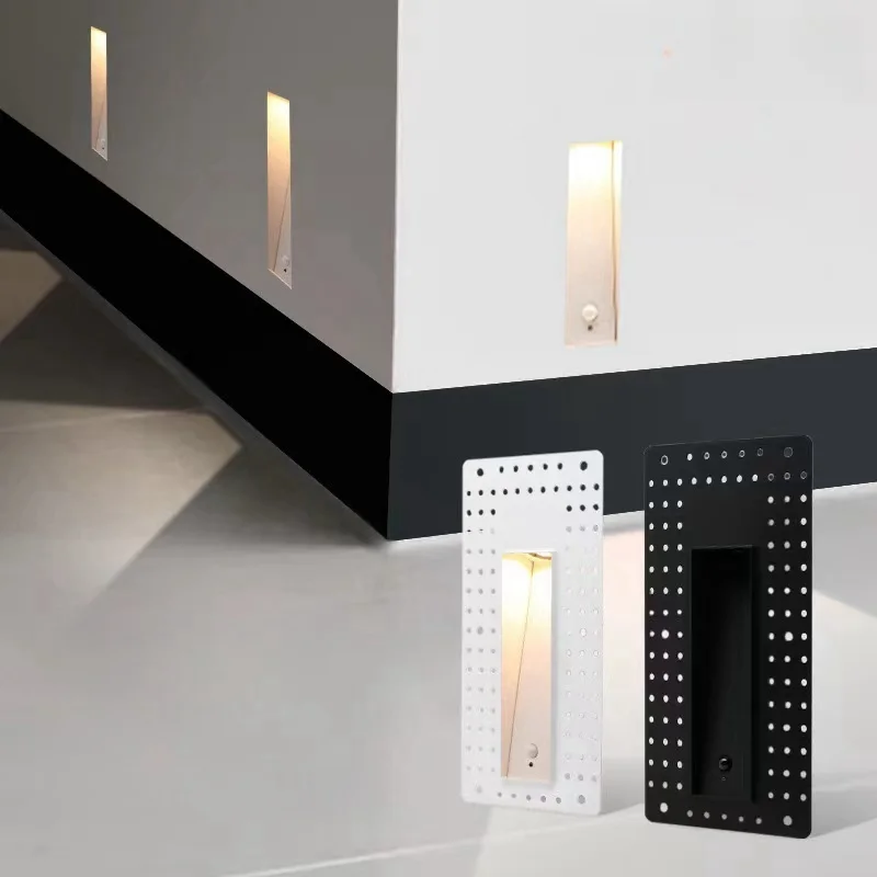 PIR MOUNTION SENZOR LED stena LAMP -REMLASSELE 3W KRÁTKY Schodisko osvetlenie pre domáci kanál Hotel Hotel Indoor Night Footlight 220V