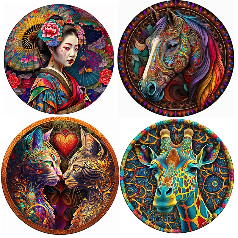 Pisces Cat Zodiac Wooden Jigsaw Animal Puzzles, puzzle pre dospelých a deti, hra v oblasti stavebných blokov, hra v tvare stolovej hry