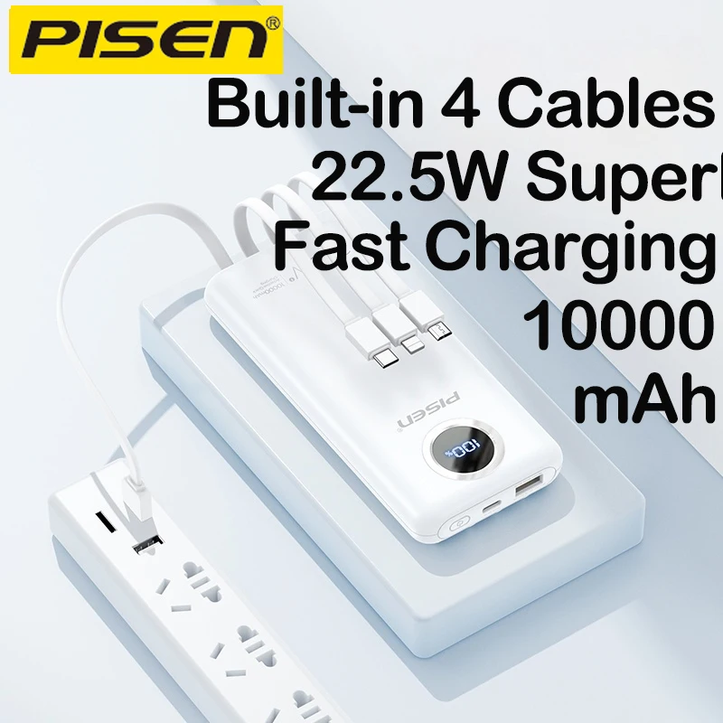 Pisen 22,5W Power Bank 10000 mAh rýchle nabíjanie pre iPhone 15 14 13 12 x Samsung Xiaomi Huawei Prenosná externá nabíjačka Powerbank