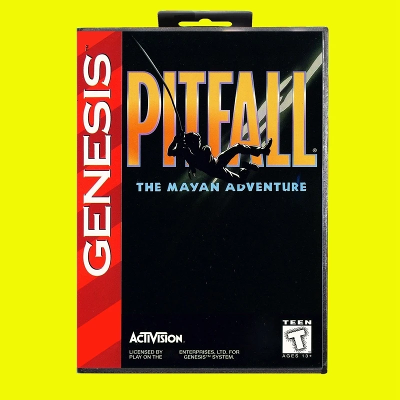 Pitfall MD Game Card 16 Bit With Us Box pre Sega Megadrive Genesis Video Game Console Casle Cabtridge