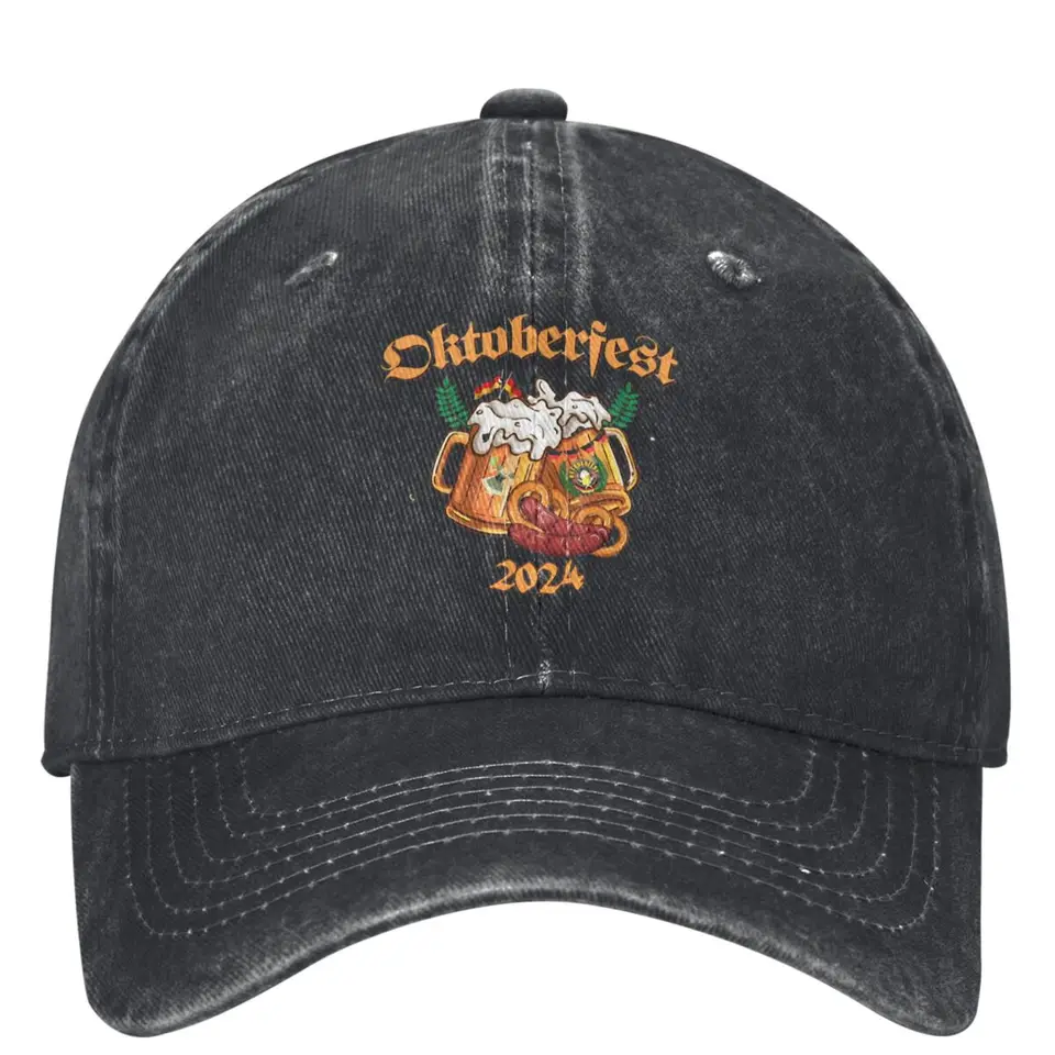 Pitie Nemecka Oktoberfest Dad 2024 Denim baseball čiapka Running klobúky Summer Ženy Muži namontované retro sunshade baseballové čiapky