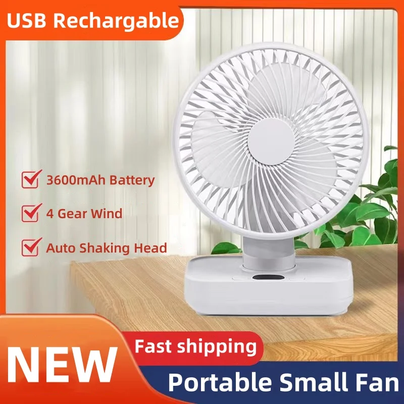 Pito mobilný malý ventilátor USB nabíjanie 3600 mAh batériu na stenu na stenu namontovaný dvojpoufový ventilátor