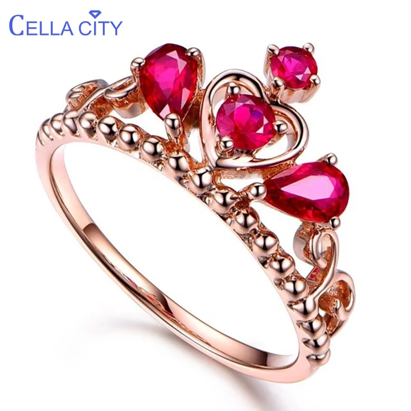 Pivnicia Ruby Silver 925 Ring for Women Classic Queen Crown Lady Fine Jewelry zásnubné večierok darček veľkoobchodná veľkosť 6-10