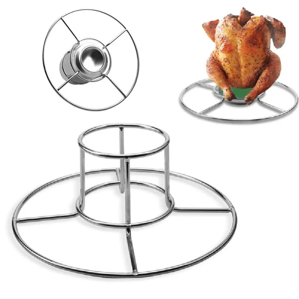 Pivo Can Chicken Roasting stojan z nehrdzavejúcej ocele Roaster Rack Vertikálne morčacie pekáč pre fajčiara a gril