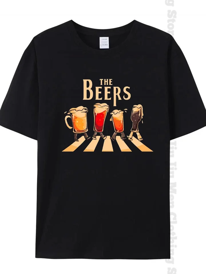 Pivo tlače muži tričká Priedušné značky Tops Street Fashion Tričko Pánske letné letné voľné nadmerné prepravy TEES Streetwear