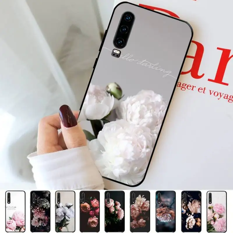 Pivonky krásne kvetinové puzdro pre Huawei P30 40 20 10 8 9 Lite Pro Plus Psmart2019