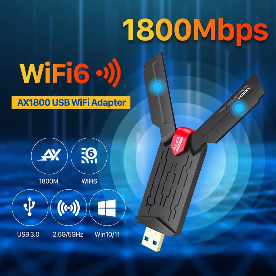 PIX-LINK UAX03 USB WIFI 6 Adaptér, bezdrôtový USB adaptér, AX1800 USB3.0 Dual Band 2,4 GHz/5GHz Wireless Network Adapter pre PC/DES