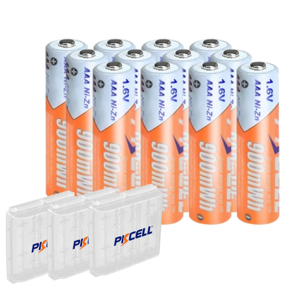 PKCell 12ks NIZN AAA 900MWH Nabíjacie batérie 1,6 V zinok nikel batéria vhodná pre digitálne fotoaparáty a prehrávač CD