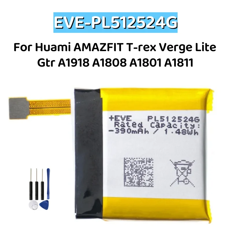 PL512524G PL502524V batéria pre Huami AmazFit T-Rex Verge Lite GTR A1918 A1808 A1801 A1811 Smart Watch Batter + Free Tools Tools