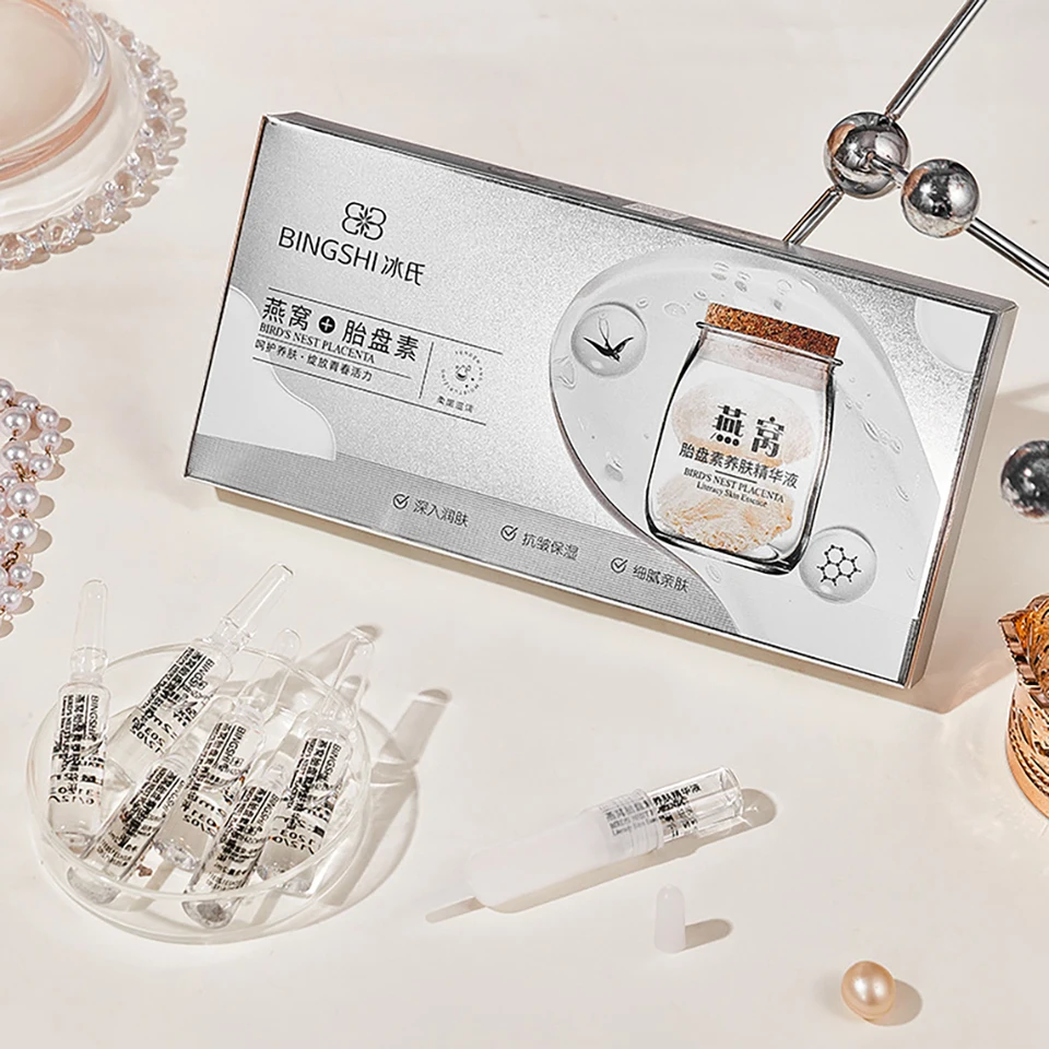 Placentárna esencia Bird's Nest Placenta Essence Hydratačná starostlivosť o tvár Zmršťovanie pórov, ktoré uspokojujú hydratačný olejový riadiaci tvár Sérové ​​Kórejská komorná starostlivosť o pleť