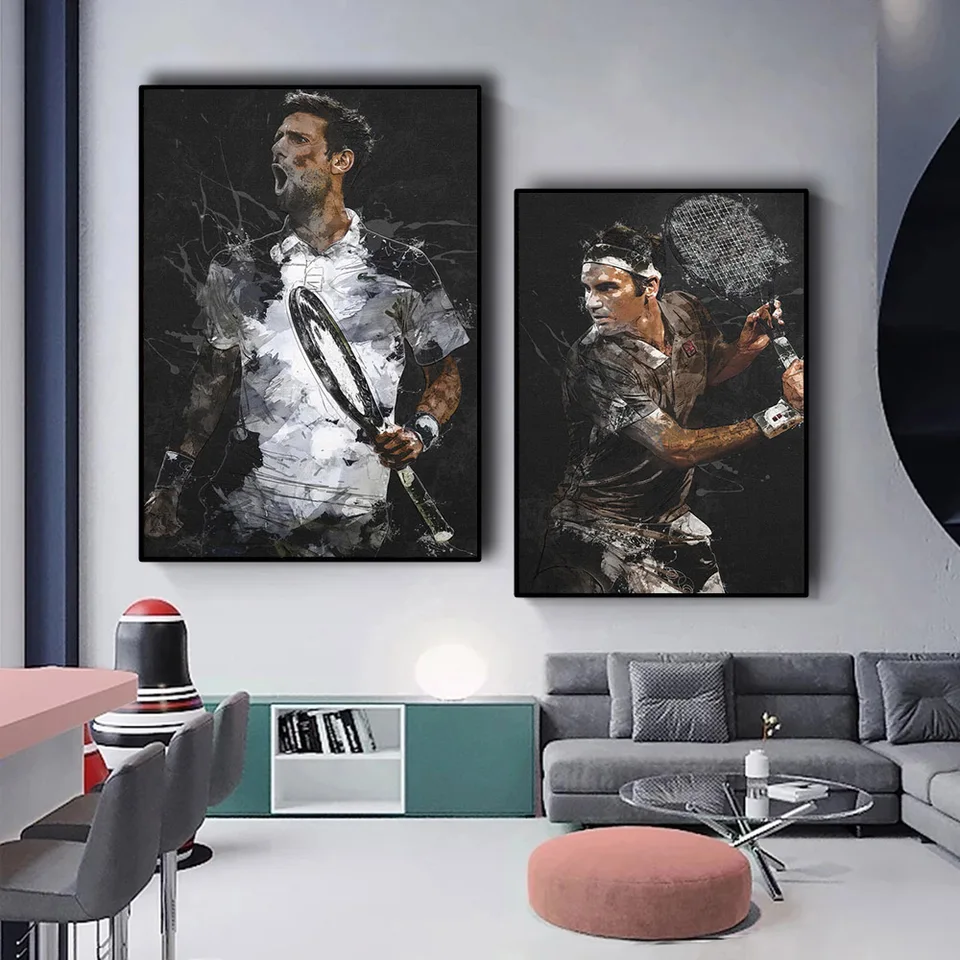 Plagáty a výtlačky tenisových hviezd Športových športovcov Canvas Obrazy Abstraktné nástenné umelecké obrázky pre modernú obývaciu izbu Domovod