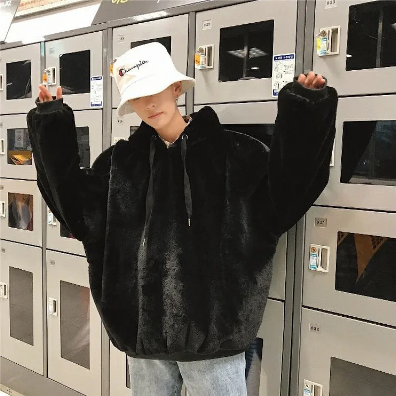 Plahová plyšová mikina muži Y2K Trend voľná teplá mikina pár Príležitostný žolík harajuku mikina vintage pullover streetwear nový