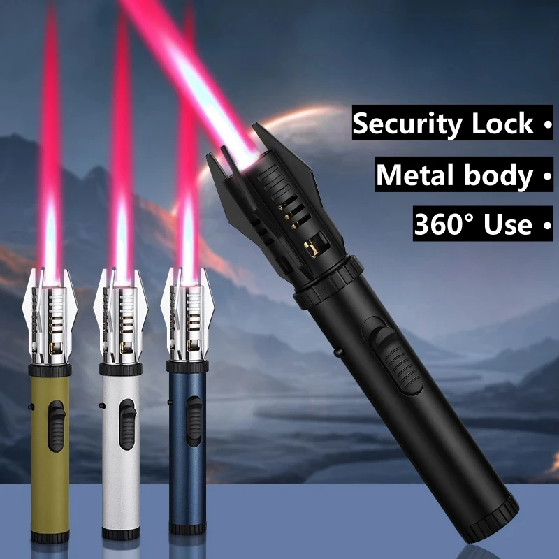 Planet Lightsaber Butane Plyn Svetžší 360 ° Použite kovový vonkajší veterná turbína Turbine Jet Lighter Gun BBQ Welding Cigar Tool