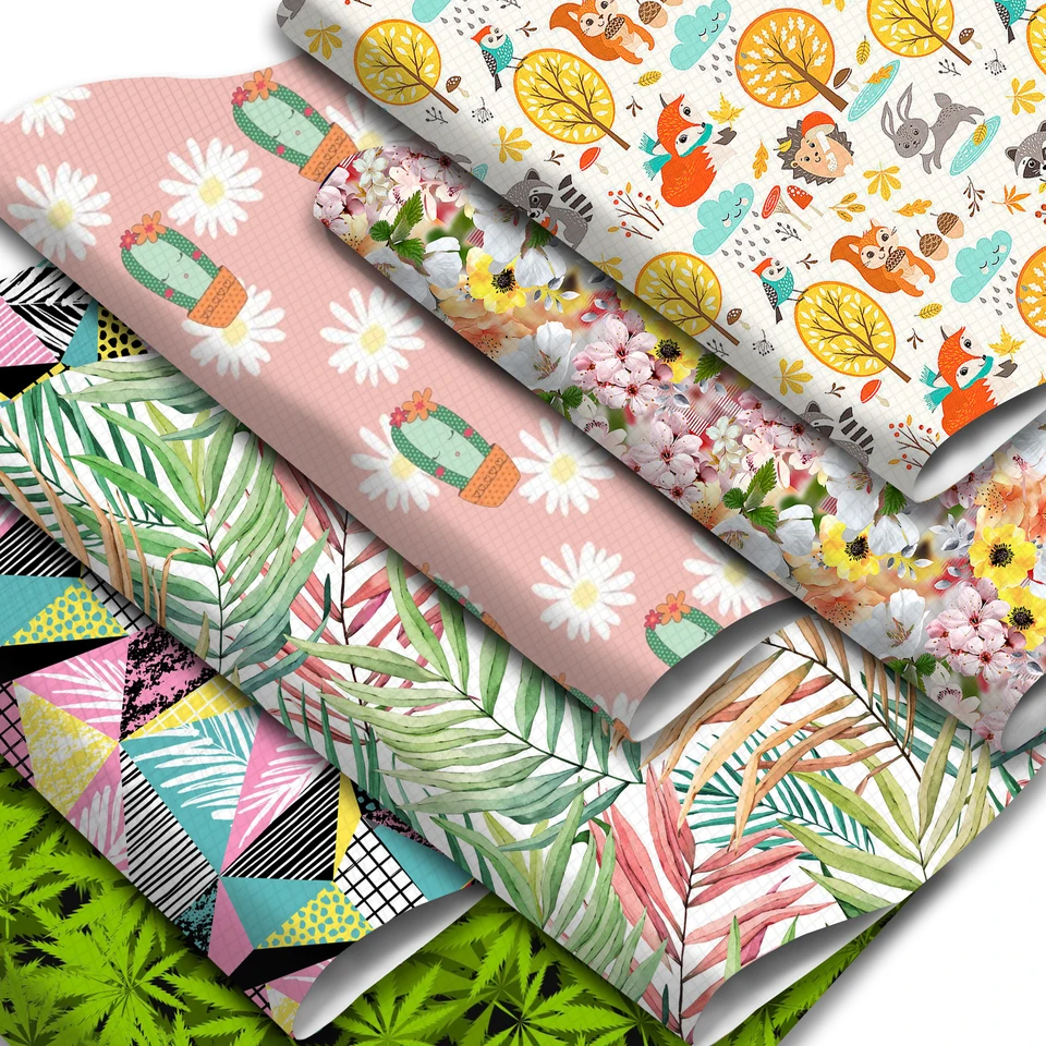 Plant Flower Cactus potlačený syntetickú koženú látku kvetinová téma Faux kožené plechy rožky pre domácich náušníc kabelové vrecká