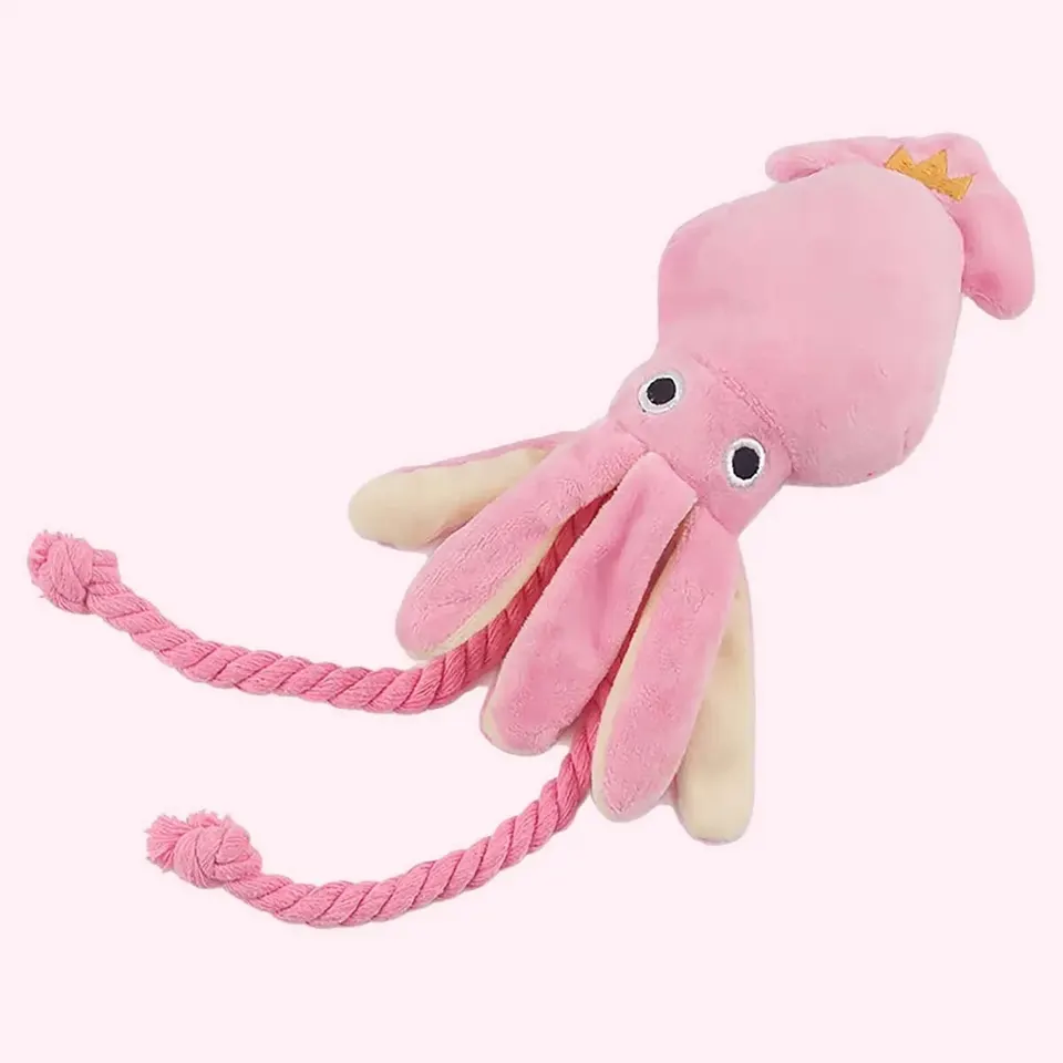 Plash Plush Lona Supe chobotnica na chobotnicu je odolná voči uhryznutiu, zábavná a interaktívna, vhodná pre vnútorné a vonkajšie použitie