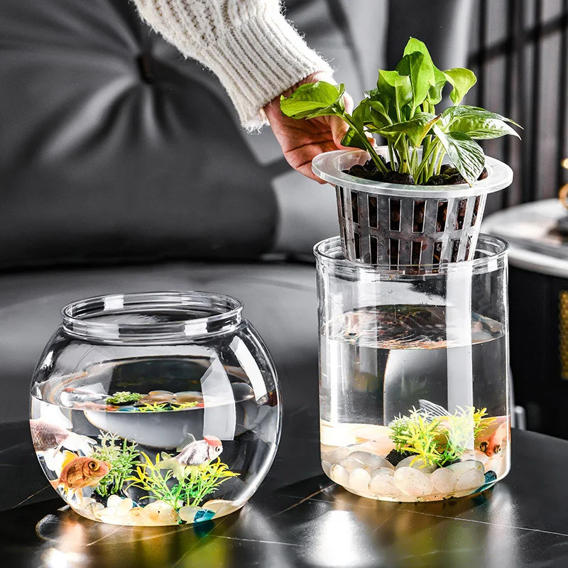 Plastová hydroponická váza mini priehľadná samovzalúcna rybná nádrž Flower Pot Soilless Hydroponické rastliny nádoba na domácu výzdobu