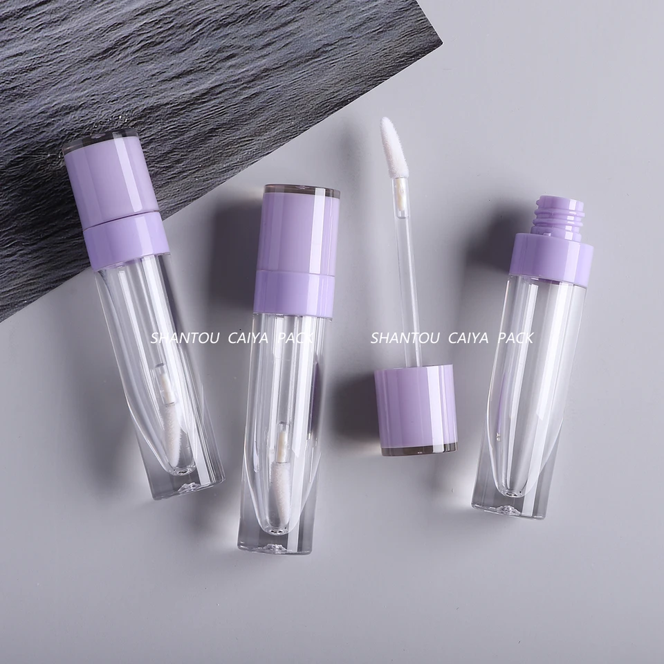 Plastové elegantné 6 ml svetlo ružové fialové prázdne pery trubica na pery DIY tekutina Lipstick Rouger Round Per pery fľaše