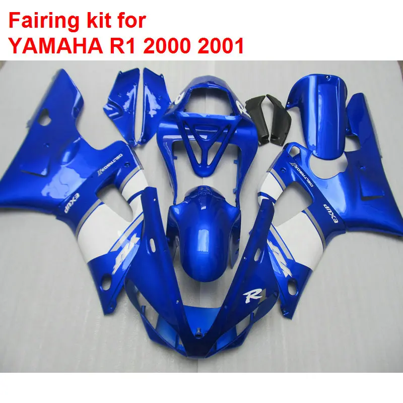 Plastové kapotáže ABS pre Yamaha YZF R1 2000 2001 Modrá biela čierna karoséria Čety Set R1 00 01 BA59