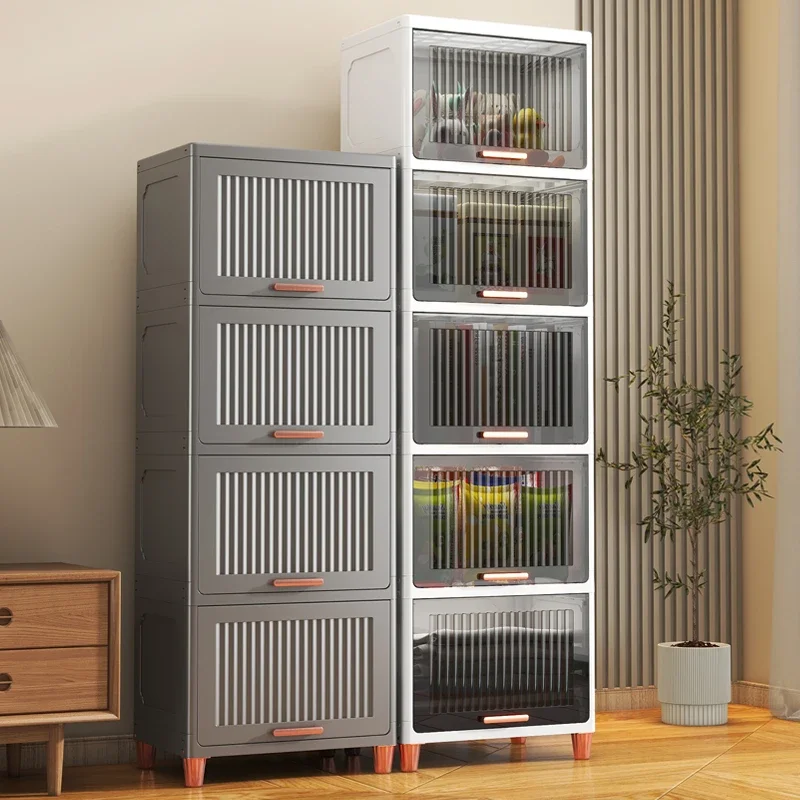 Plastové kuchynské skrinky Clamshell Storage Cabinet Domov nábytok podlahový stojan viacvrstvový skrinka obývacia izba občerstvenie a skrinka a