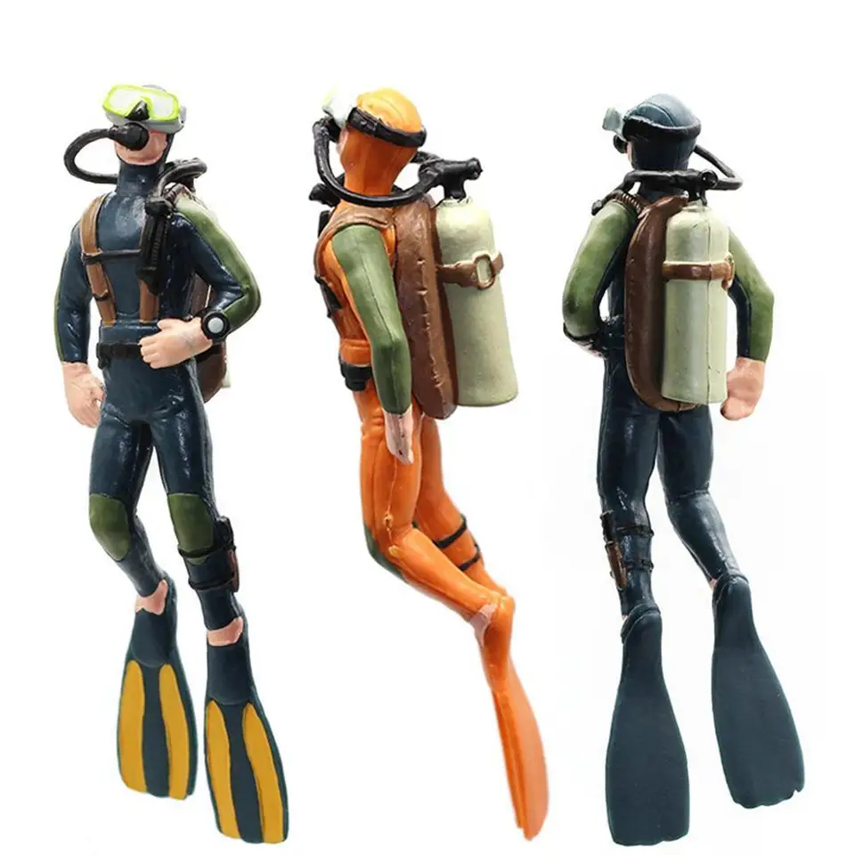 Plastové morské dno prieskum potápača Doll Scene Dekorácie hračky hračky miniatúrne oceány scéna modelu potápalo akčné figúrky hračky