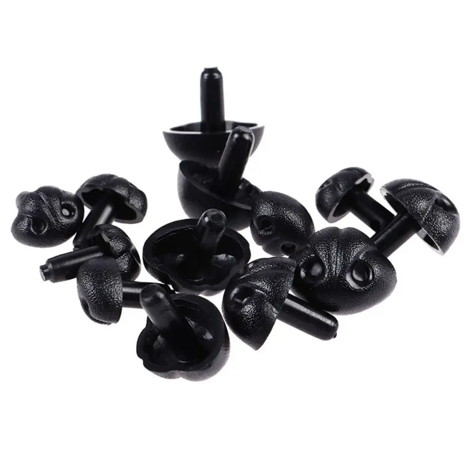 Plastové nosné nosy psa nosy pre remeslá DIY príslušenstvo Plug-in Noses DIY príslušenstvo 15 mm/18 mm/21 mm čierny zvierací bábika Nos