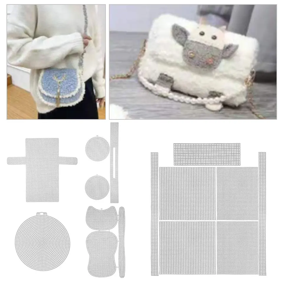 Plastové pletenie a tkanie pomocného plechu pre domácich majstrov DIY Závesné vrecko Ľahké pletenie príslušenstva biela sieť