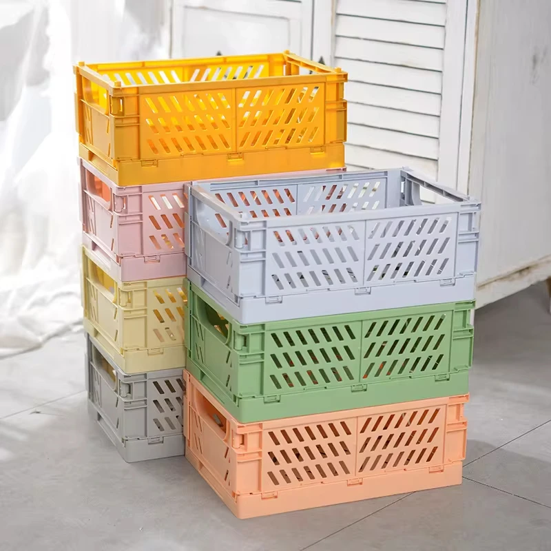 Plastové skladacie skladovacie prepravky skladacia skriňa Kôš stohovateľné roztomilé make -up šperky hračky pre prenosné organizátor Storage Box Organizátor