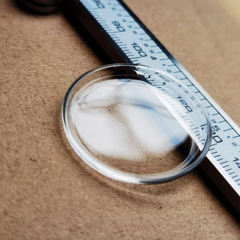 Plastové veko v tvare hodiniek sklo prednú tvár priehľadný kryt 36 mm-43,5 mm priemer