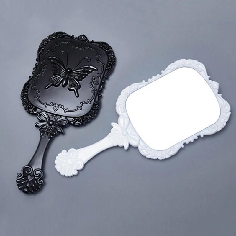 Plastové zrkadlo retro motýľové rezbárske obliekanie Mirror Darčekové rukoväť make -up zrkadlo 12.5*5,5 cm