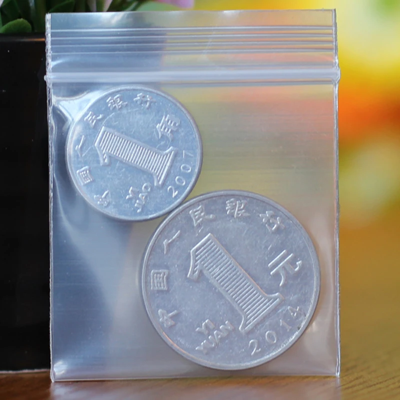 Plastové úložné vrecká 1 000 pcs 4x5cm plastový PE Zip zámok Self Stupeľovanie chránia darčekové šperky na gombíky Balenie vrecka