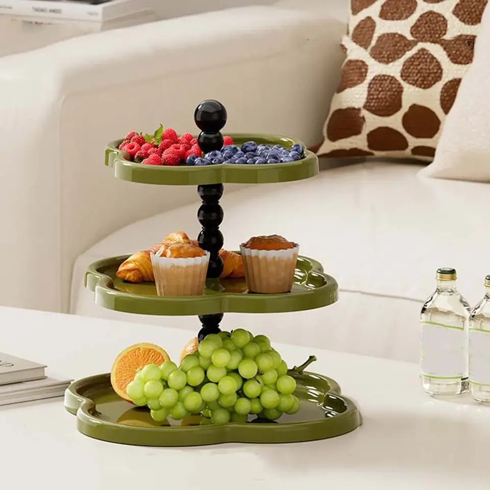 Plastový štvorlístok Clover Tray Vintage Veľká kapacita 3 vrstvy Cupcake Serv Stand Dectro retro dezert Disser Diszert Stand