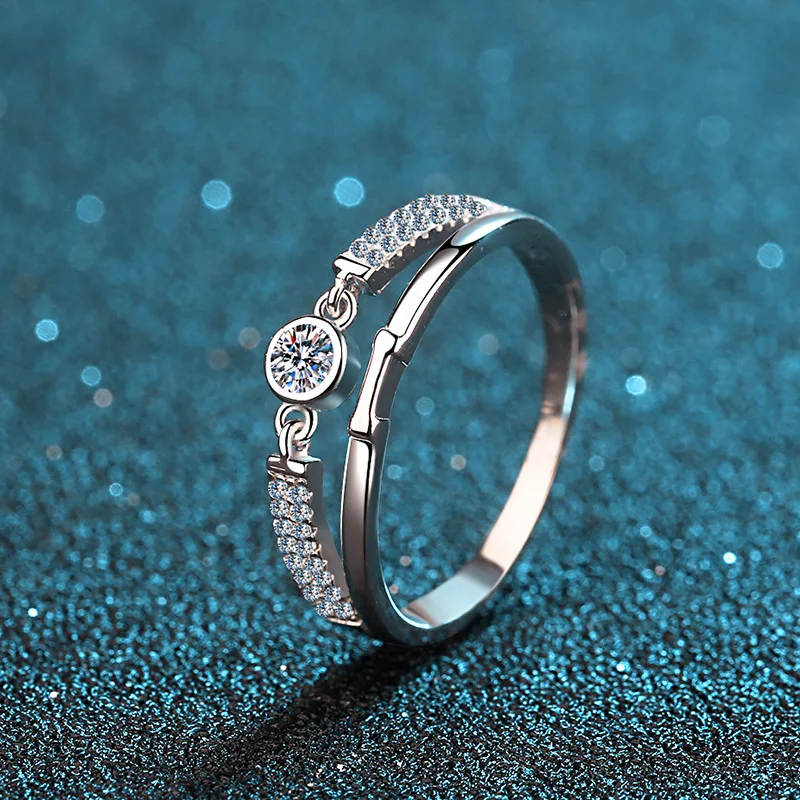 Platinum pt950 Dámsky prsteň 10 -bodový moissanit okrúhly balíček Diamondový prsteň