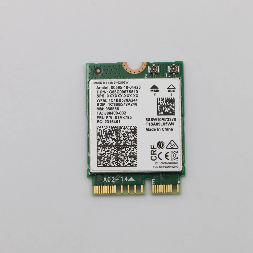 Platiteľné pre bezdrôtové karty Lenovo prenosný počítač Bluetooth modul 01AX795 WiFi karta Intel 9462ngw G86C000S610 8SSW10M73276