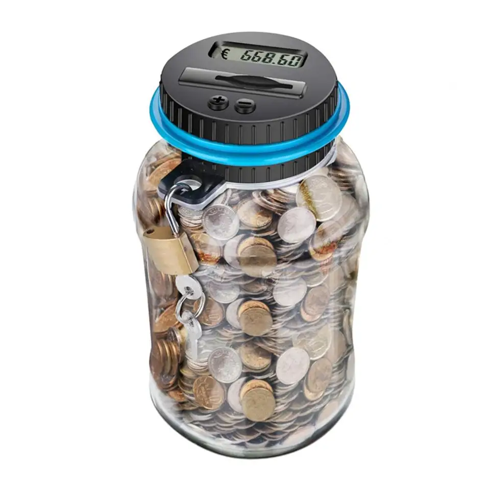 Platička s LCD Screen Plast Money Box LCD Digital Counter Box so zámkom 2,5L kapacity plastová prasiatko pre domácnosť