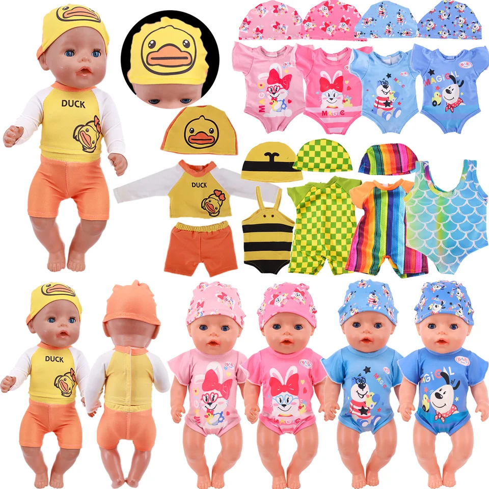 Plavky na plávanie čiapky pre bábiky pre 18 palcov American Doll Girl a 43 cm Reborn detská bábika Položky, Generation Born Baby Toy