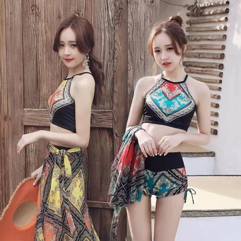 Plavky pre ženy konzervatívna osobnosť Etnická vôňa v štýle trojdielne zhromaždené štíhle sexy plávanie outfit