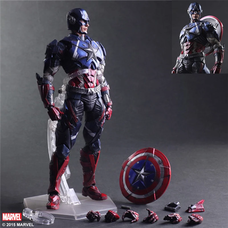 Play Arts Captain America Action Figure Figuble Movely Collection Avengers Model hračky