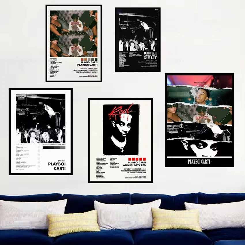 Playboi Carti Plagát celá Lotta Red Tracklist Album Cover Picture Die Lit Music Wall Art Canvas maľba