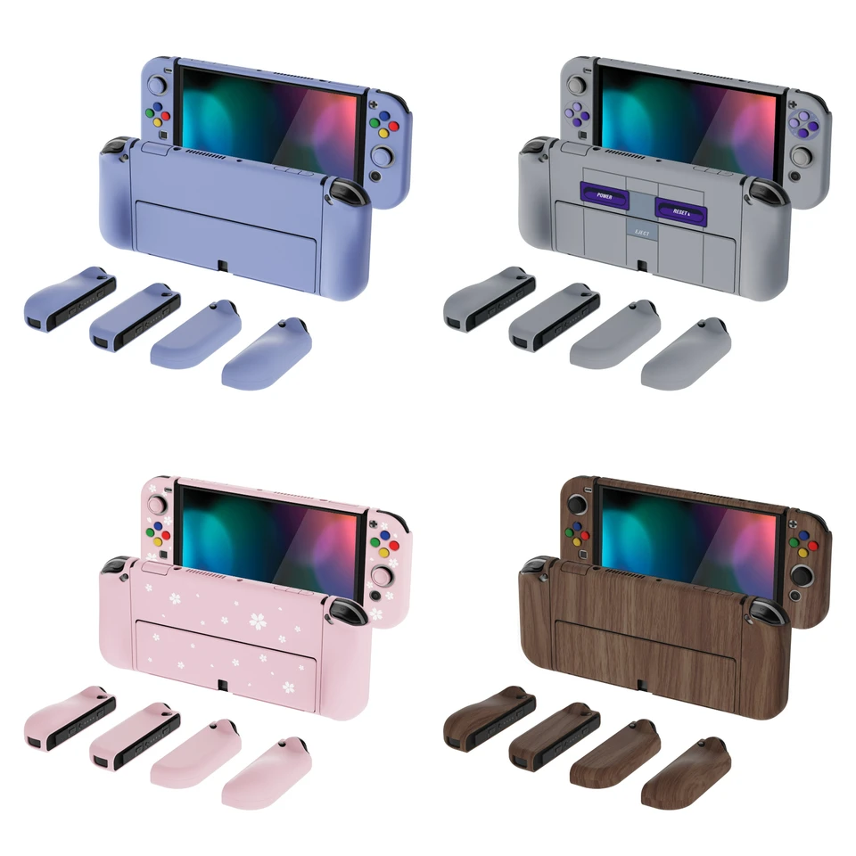 PlayVital Altergrips Split Design Ochranné tenké puzdro Ergonomická tvrdá škrupina pre NS Switch OLED W/Thumb Grips & Button Caps