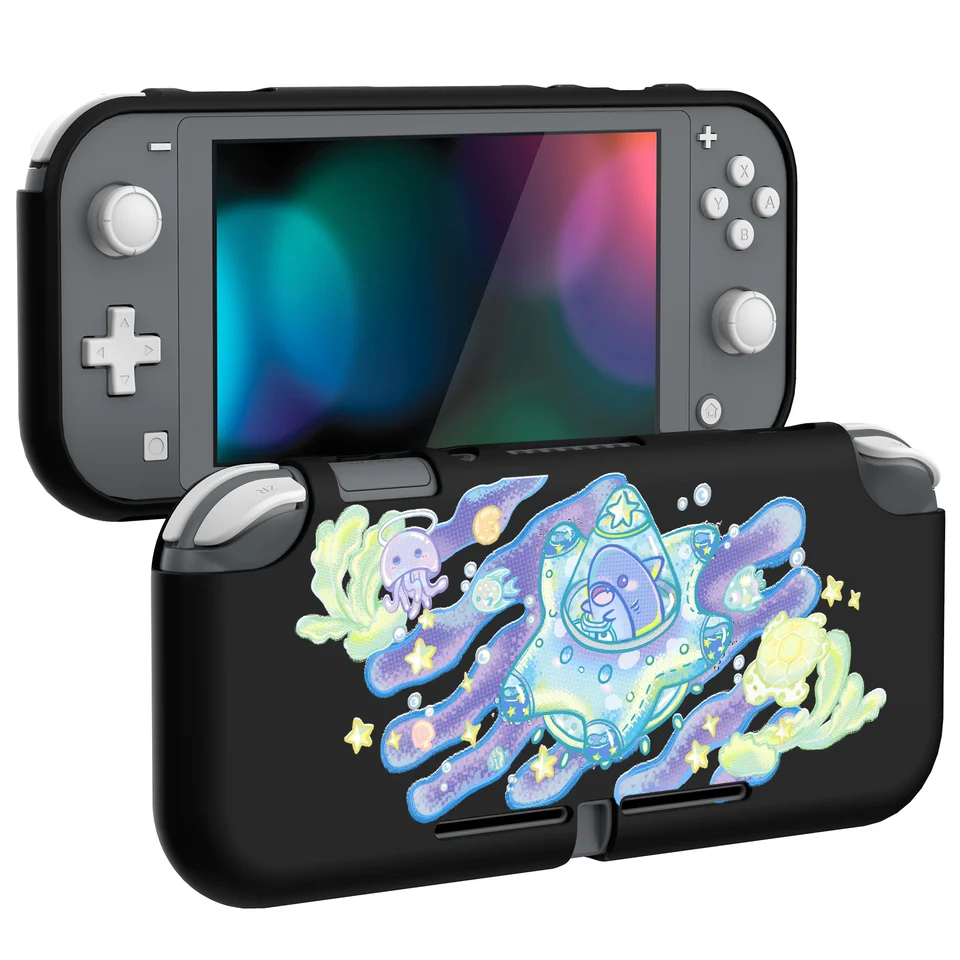 PlayVital Cute Soft TPU Case Case pre Nintendo Switch Lite, Ochranná škrupina na mieru pre Nintendo Switch - Shark Quest