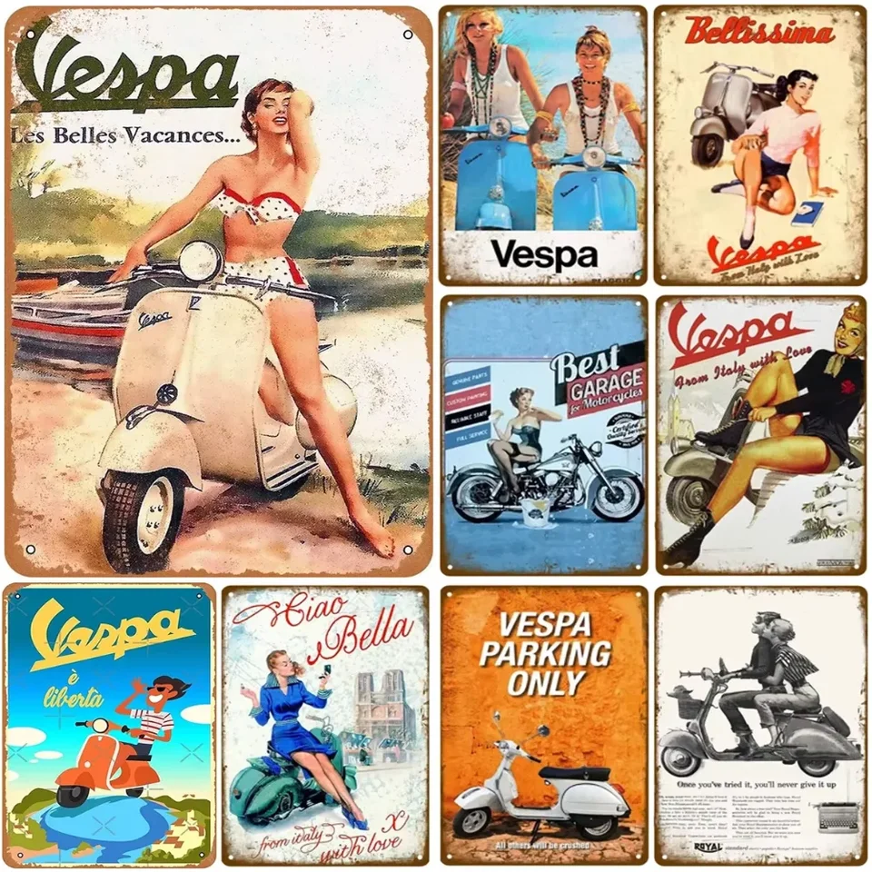 Pleovité kovové značky Vespa motocykla stena dekorácia Vintage umenia plagáty železná maľba pre muža Cave Home Cafe Garden Club Bar