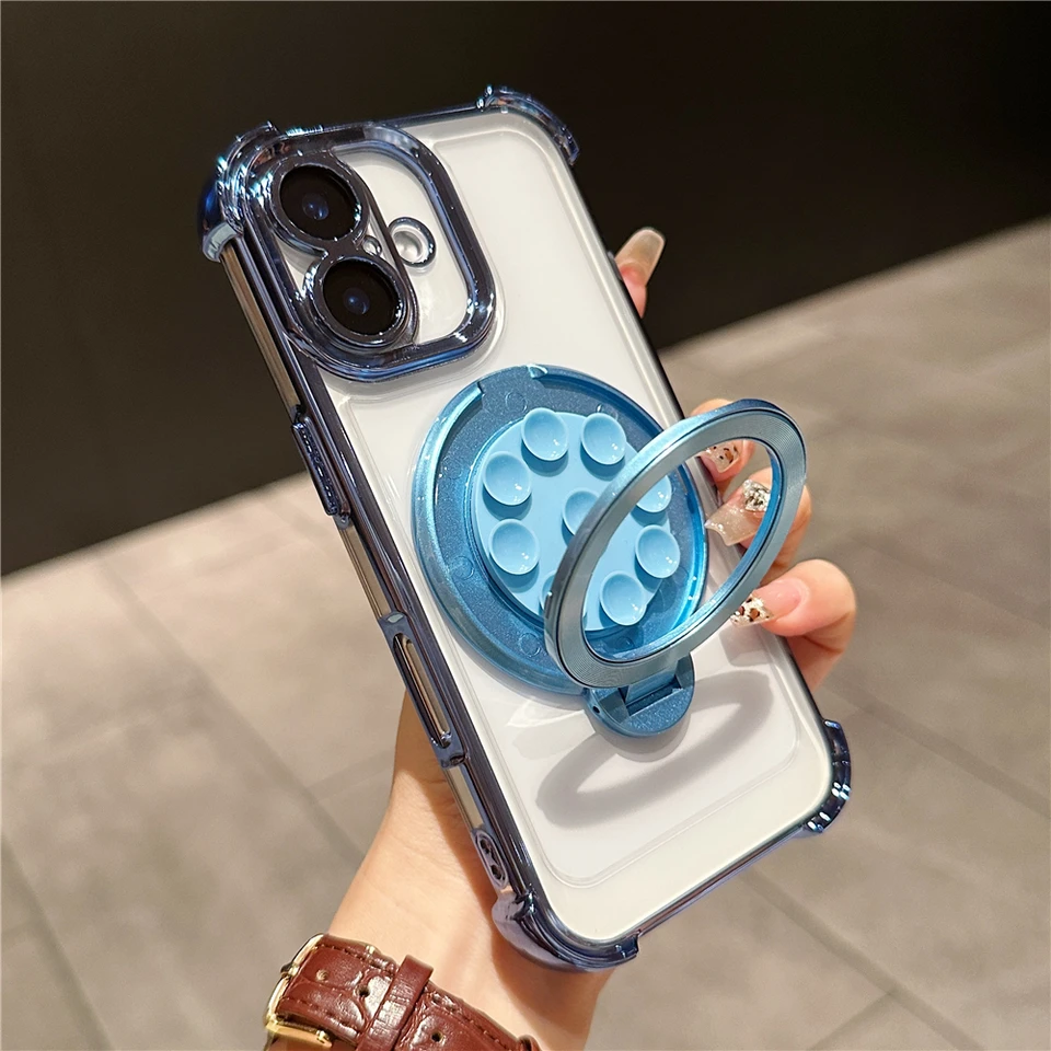 Pletenie držiak na držiak na držiak na šálku s magnetickým stojanom pre iPhone 16 15 14 13 12 11 11 Pro Max pre Magsafe Shock odolný voči mäkkému silikónovému krytu