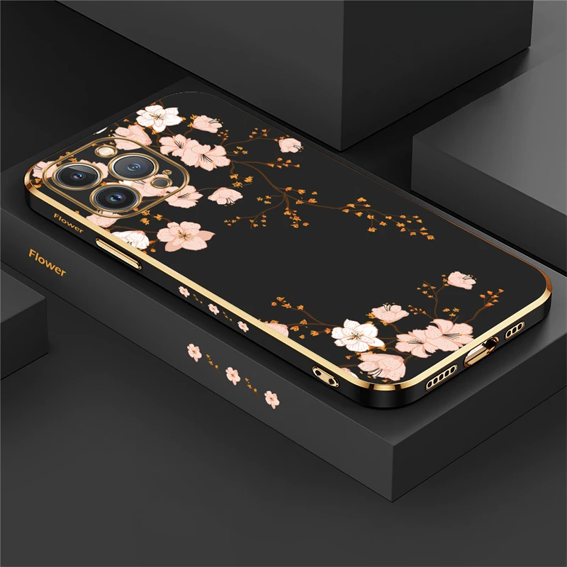 Pletenie silikónového puzdra pre iPhone 15 13 14 Pro Max 12 11 Pro xs Max xr x 8 7 14 plus SE 2022 2020 Kryt kvetinového nárazu nepriestrelného telefónu