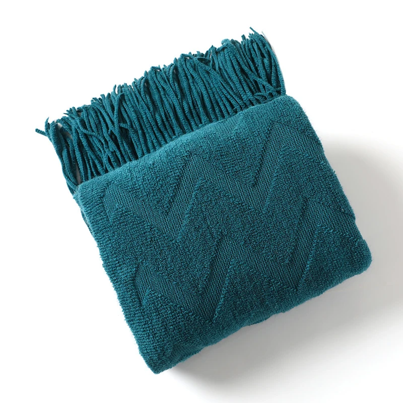 Pletená prikrývka severská dekoratívna prikrývka pre pohovku Plaid Bed Cover Chunky pletená kancelária zdriemnutie prikrývky