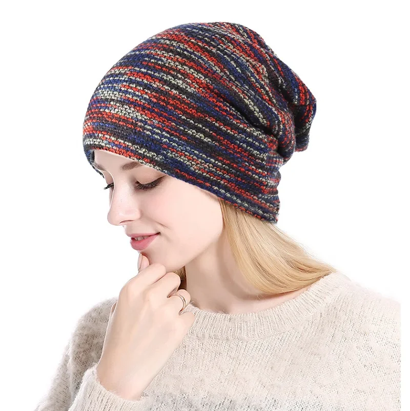 Pletené klobúky Zimné klobúky pre ženy Muži lebky čiapky Maska Maska pruhovaná čiapka Gorros kapota teplá vrecká