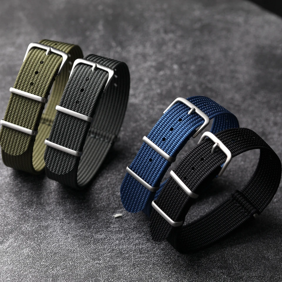Pletený nylonový remienok 20 mm 22 mm čierna šedá zelená modrá modrá G10 Soft Slim Pánsky náramok, opotrebovaný vodotesný náramok